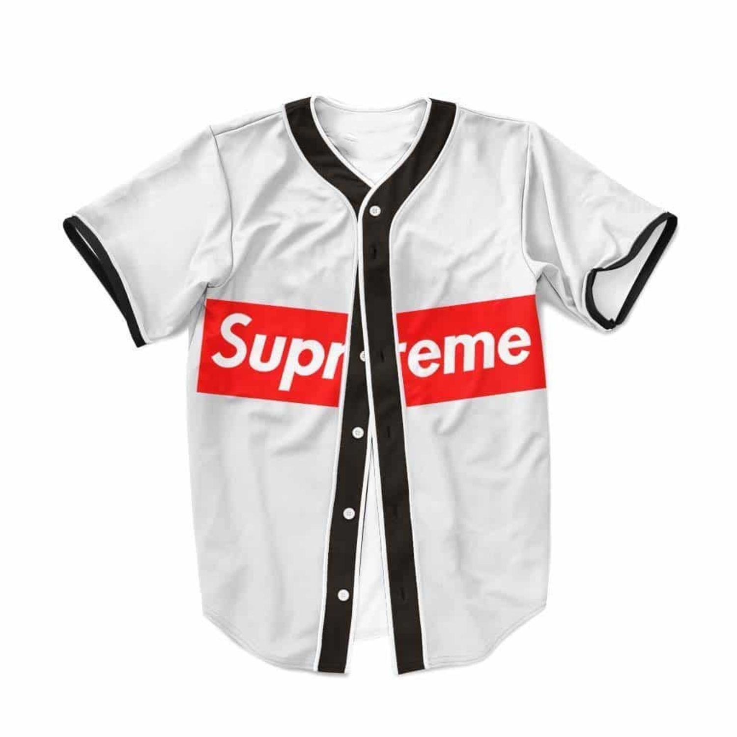 Supreme Brand Streetwear - Maglia da Baseball Bianca Stile Supreme