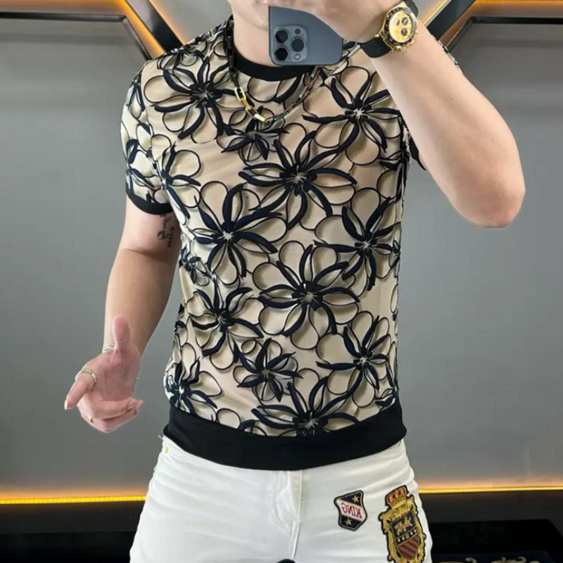 Streetwear Brand Flower - T-shirt fiore di seta ghiaccio di