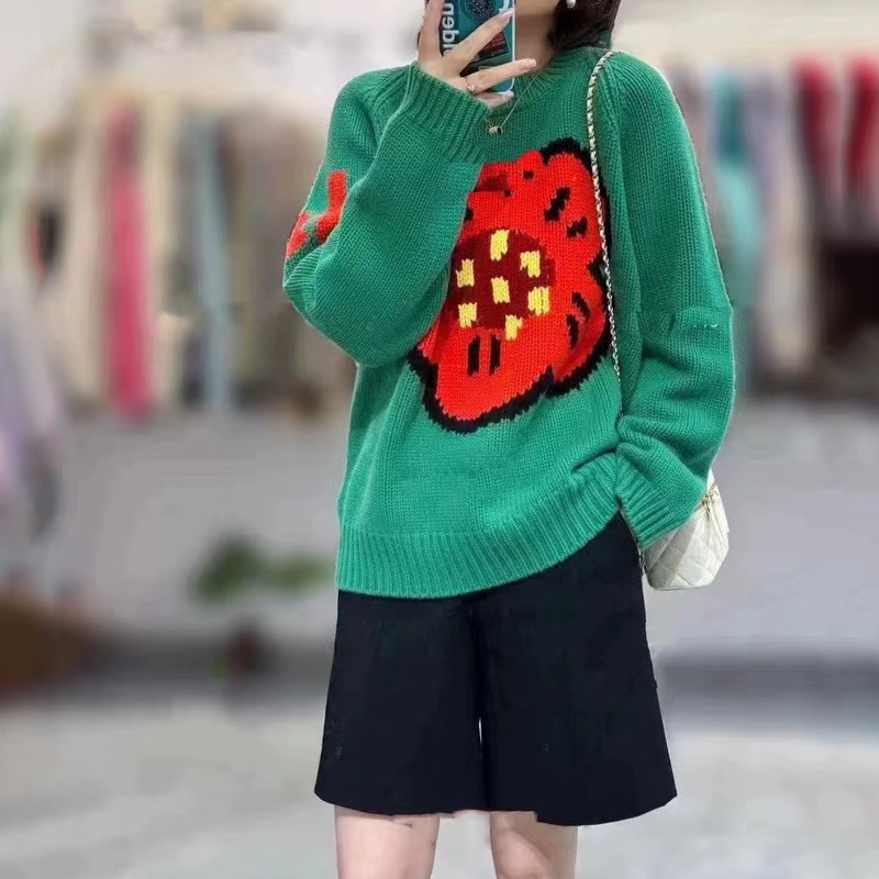 Streetwear Brand Flower - Maglione da donna in puro cashmere
