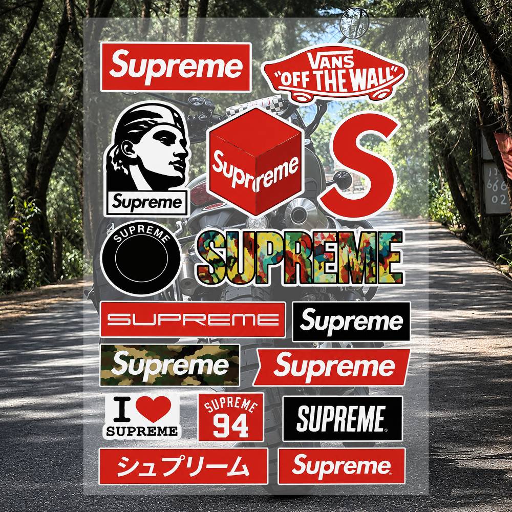 Supreme Brand Streetwear - Set di Adesivi A-s-supreme-es Streetwear, Decalcomanie